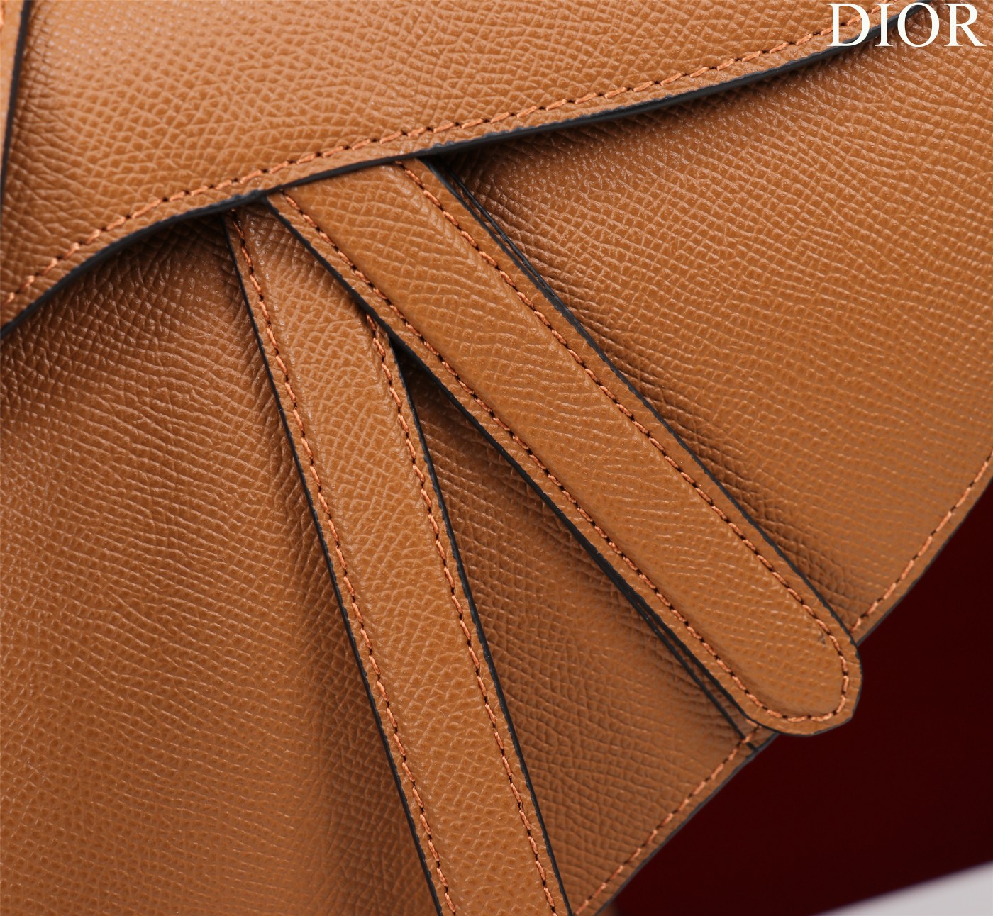 Saddle Bag with Strap Tan Grained Calfskin